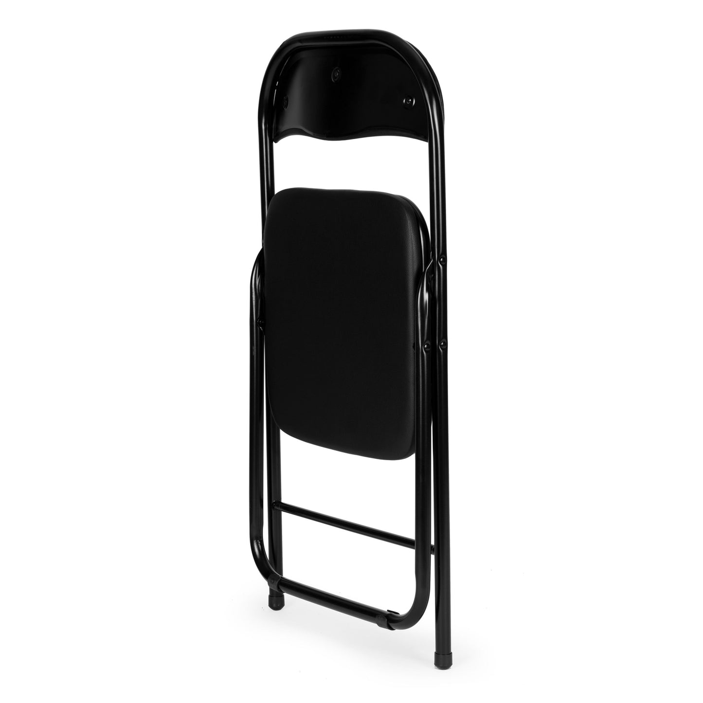 Set of 8 foldable garden catering chairs, black eco-leather