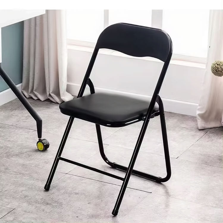 Set of 8 foldable garden catering chairs, black eco-leather
