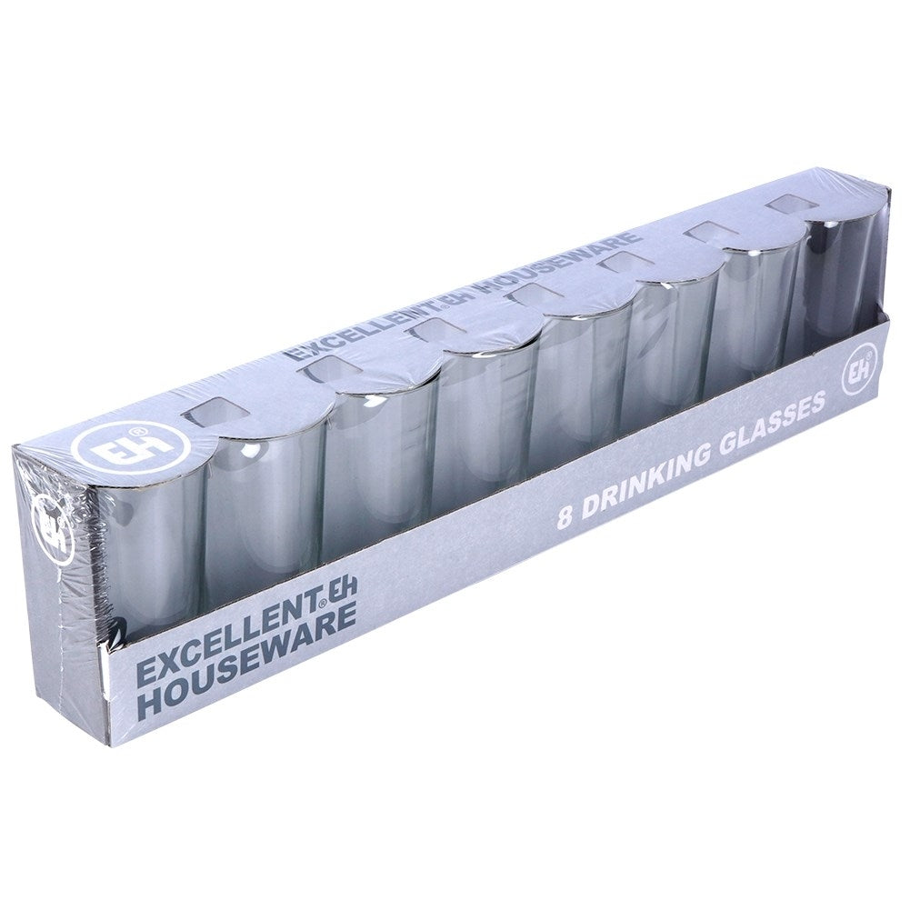 Set of 8 glasses, 230 ml - Thick, transparent glass for drinks