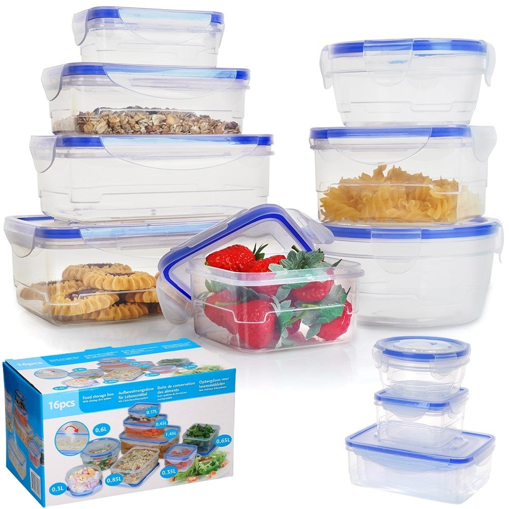 Set of 8 lunch boxes in different shapes and sizes