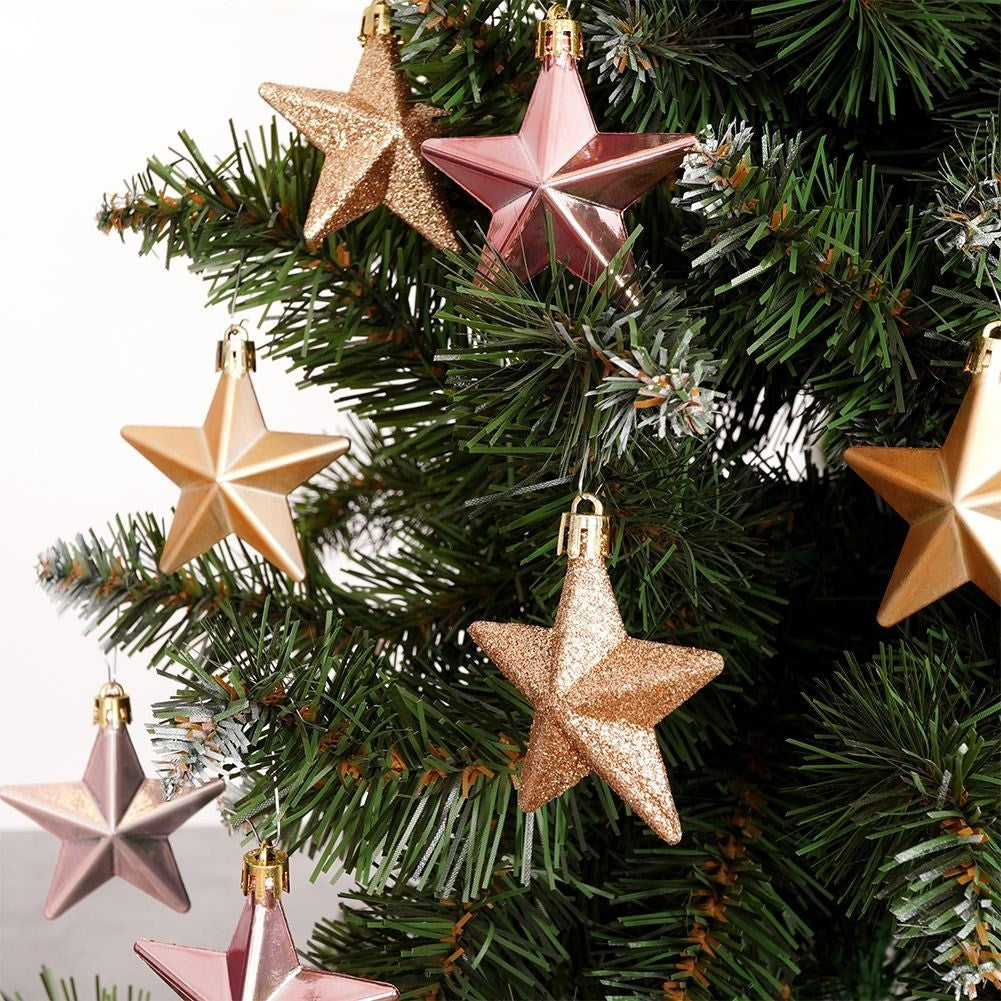 Set of 8 unbreakable Christmas tree balls in gold and pink