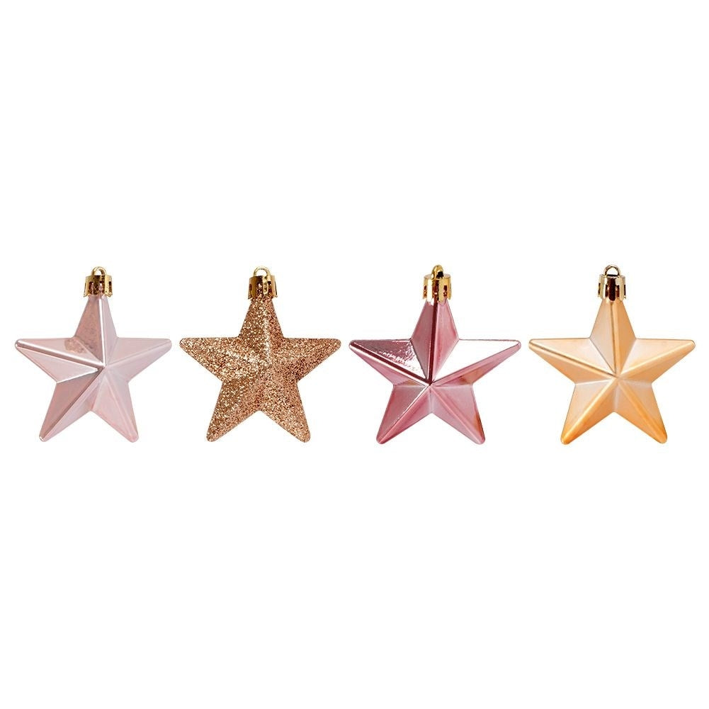 Set of 8 unbreakable Christmas tree balls in gold and pink