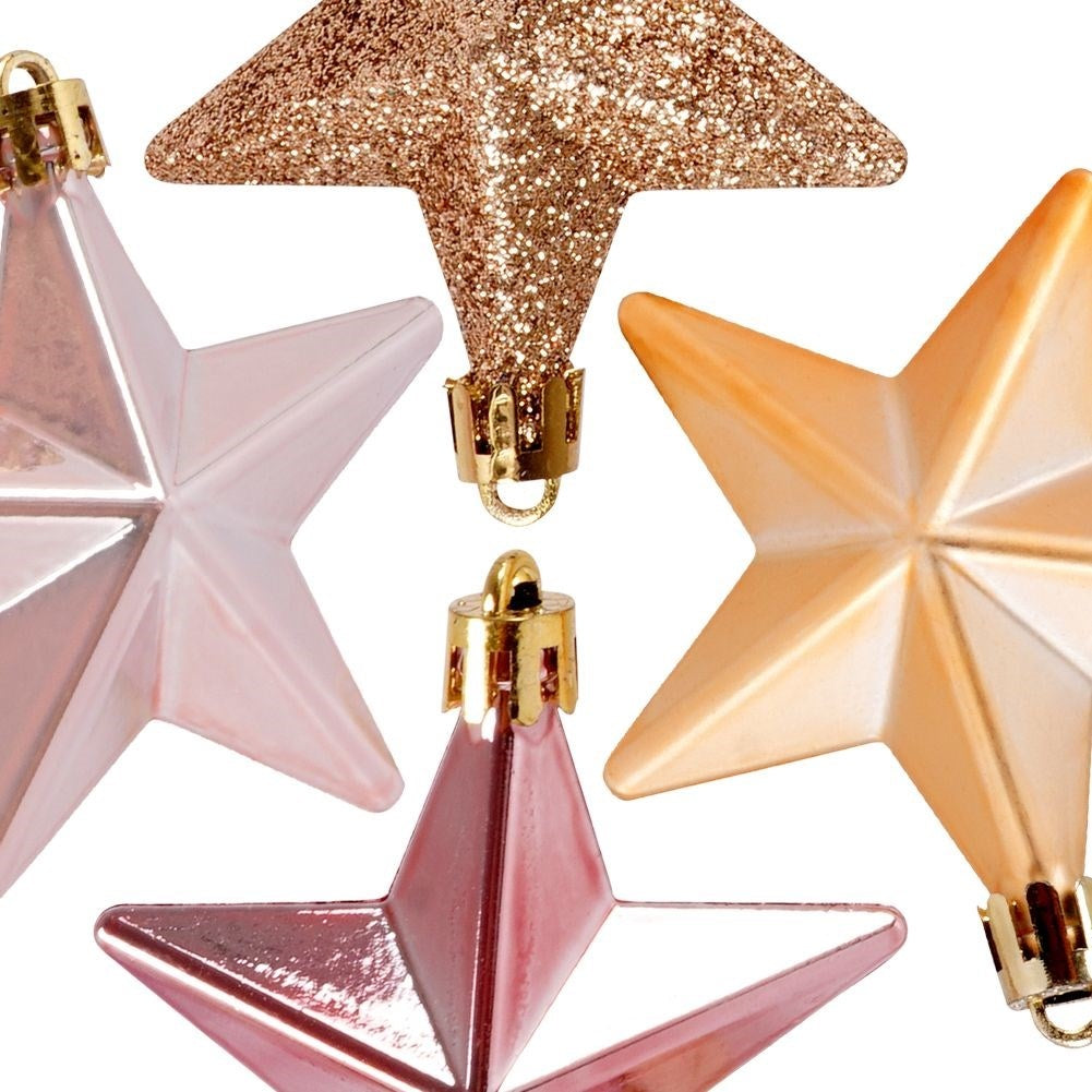 Set of 8 unbreakable Christmas tree balls in gold and pink
