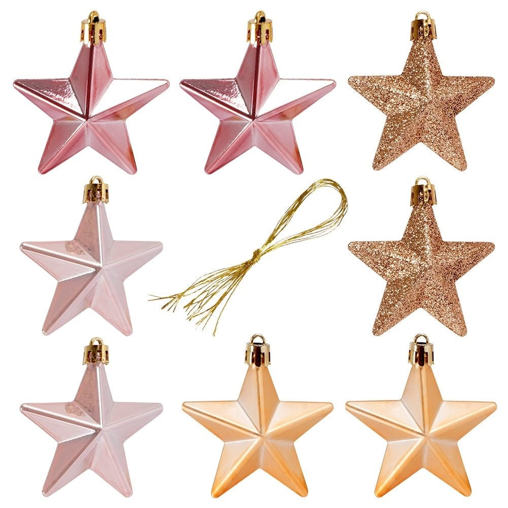 Set of 8 unbreakable Christmas tree balls in gold and pink
