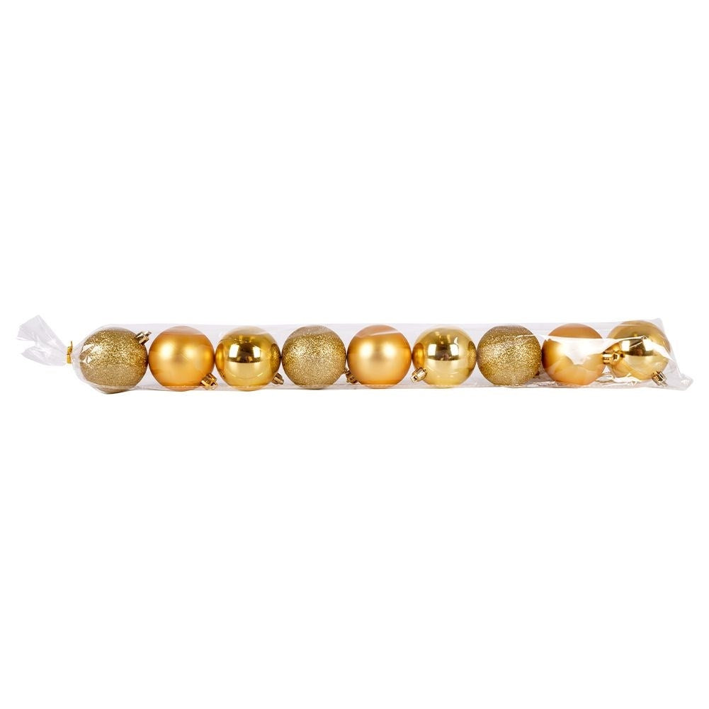Set of 9 Unbreakable Christmas Baubles in Gold for the Tree