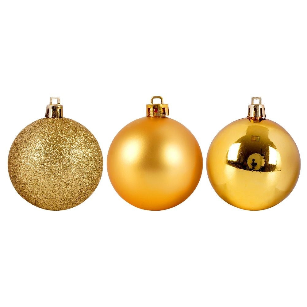 Set of 9 Unbreakable Christmas Baubles in Gold for the Tree
