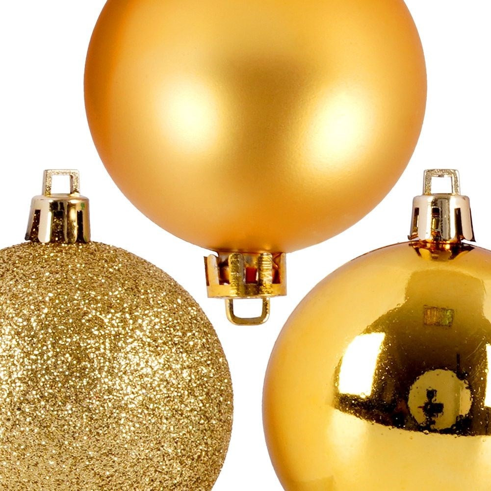Set of 9 Unbreakable Christmas Baubles in Gold for the Tree