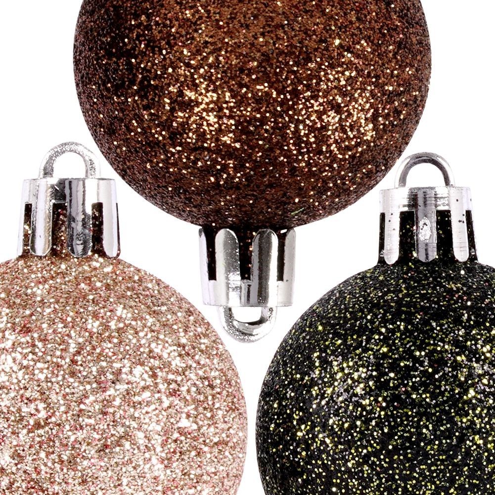 Set of 9 durable Christmas tree balls in mother-of-pearl, brown and green
