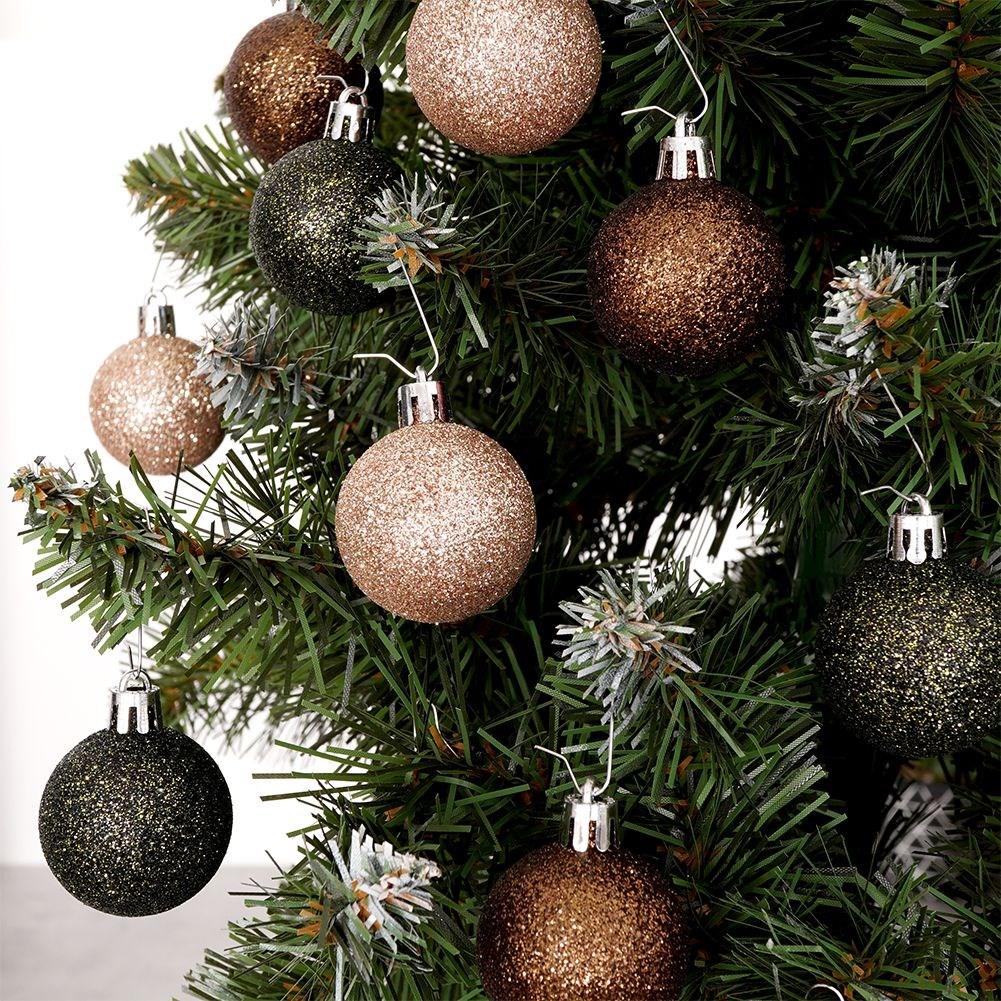 Set of 9 durable Christmas tree balls in mother-of-pearl, brown and green