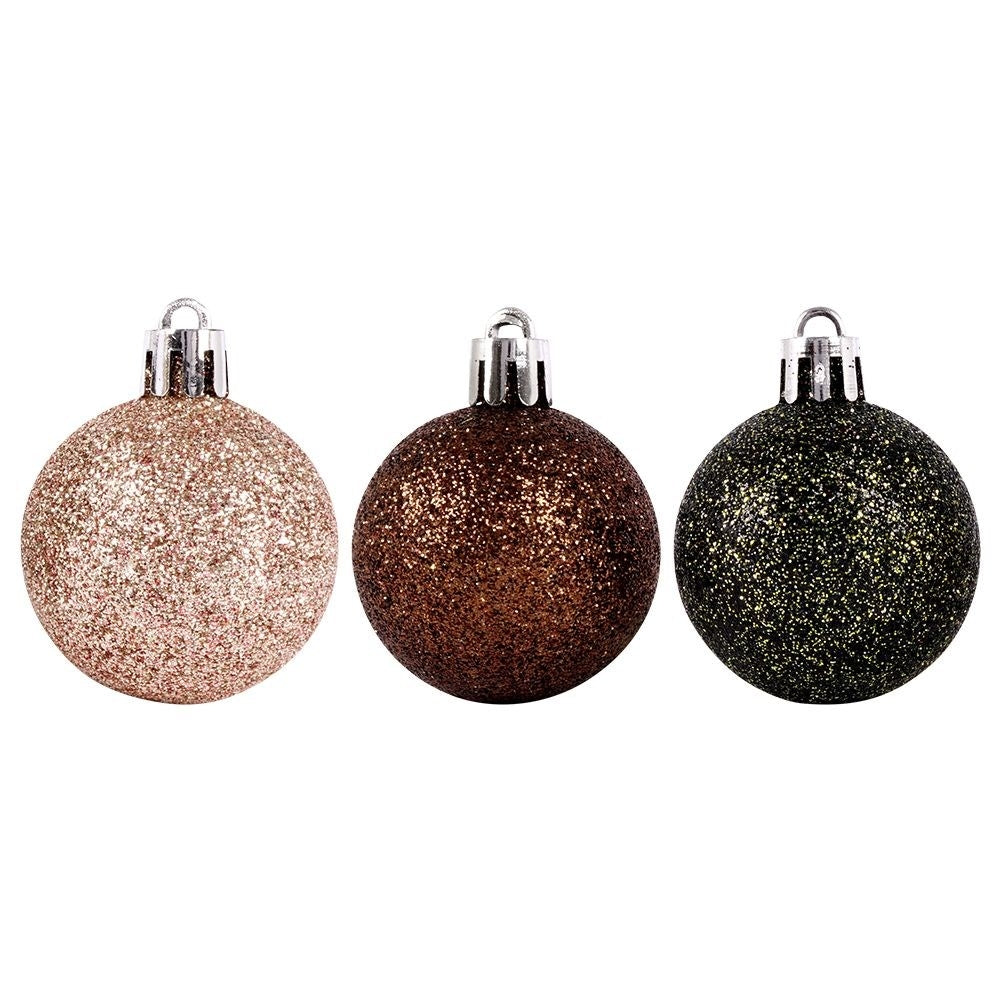 Set of 9 durable Christmas tree balls in mother-of-pearl, brown and green