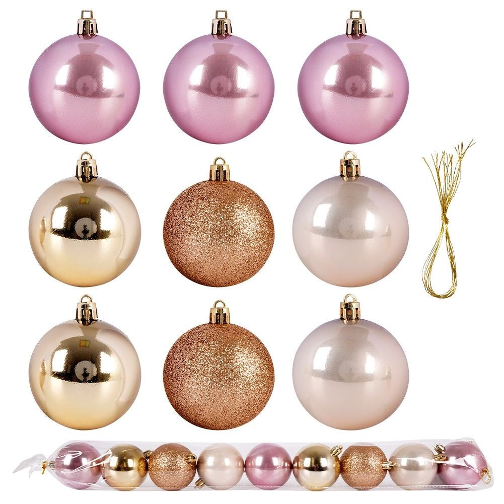 Set of 9 unbreakable, glittery Christmas tree balls