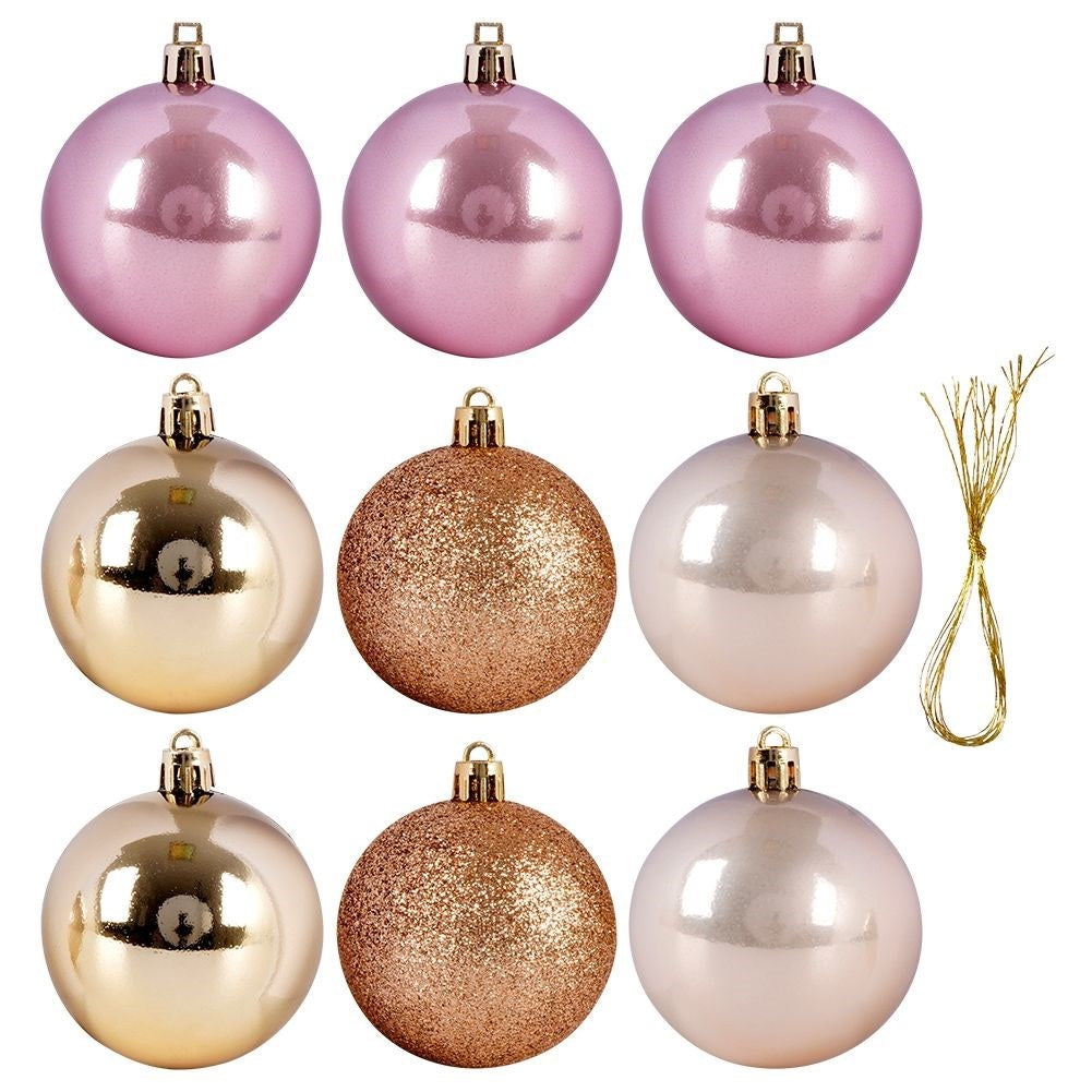 Set of 9 unbreakable, glittery Christmas tree balls