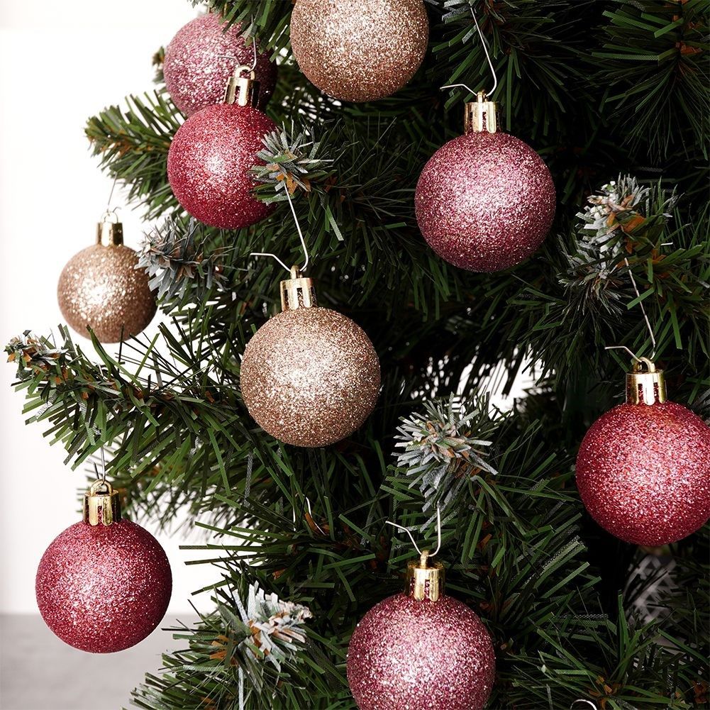 Set of 9 unbreakable sparkling pink Christmas tree balls