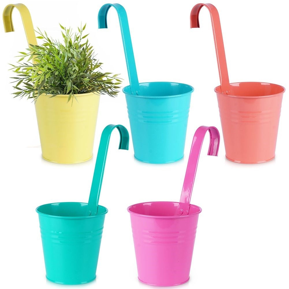 Set of Five Colorful Indoor/Outdoor Hanging Pots