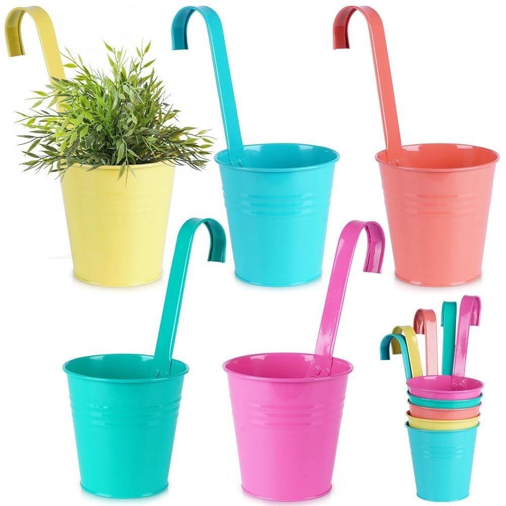 Set of Five Colorful Indoor/Outdoor Hanging Pots