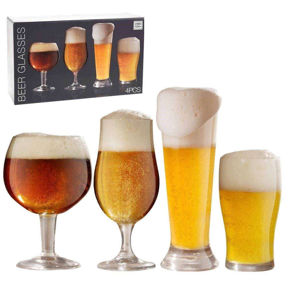 Set of Four Beer Glasses: Unique Shapes for All Types of Beer