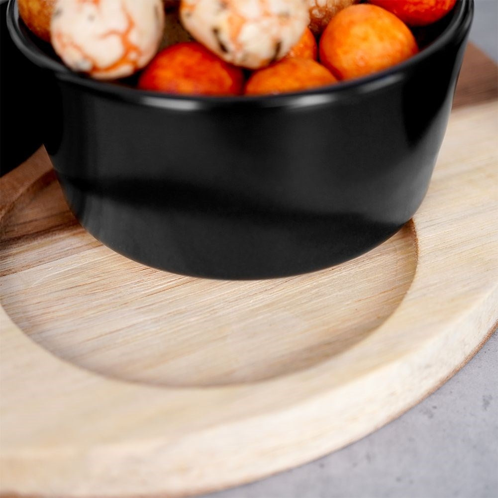 Set of Three Bowls on Round Tray for Serving Snacks