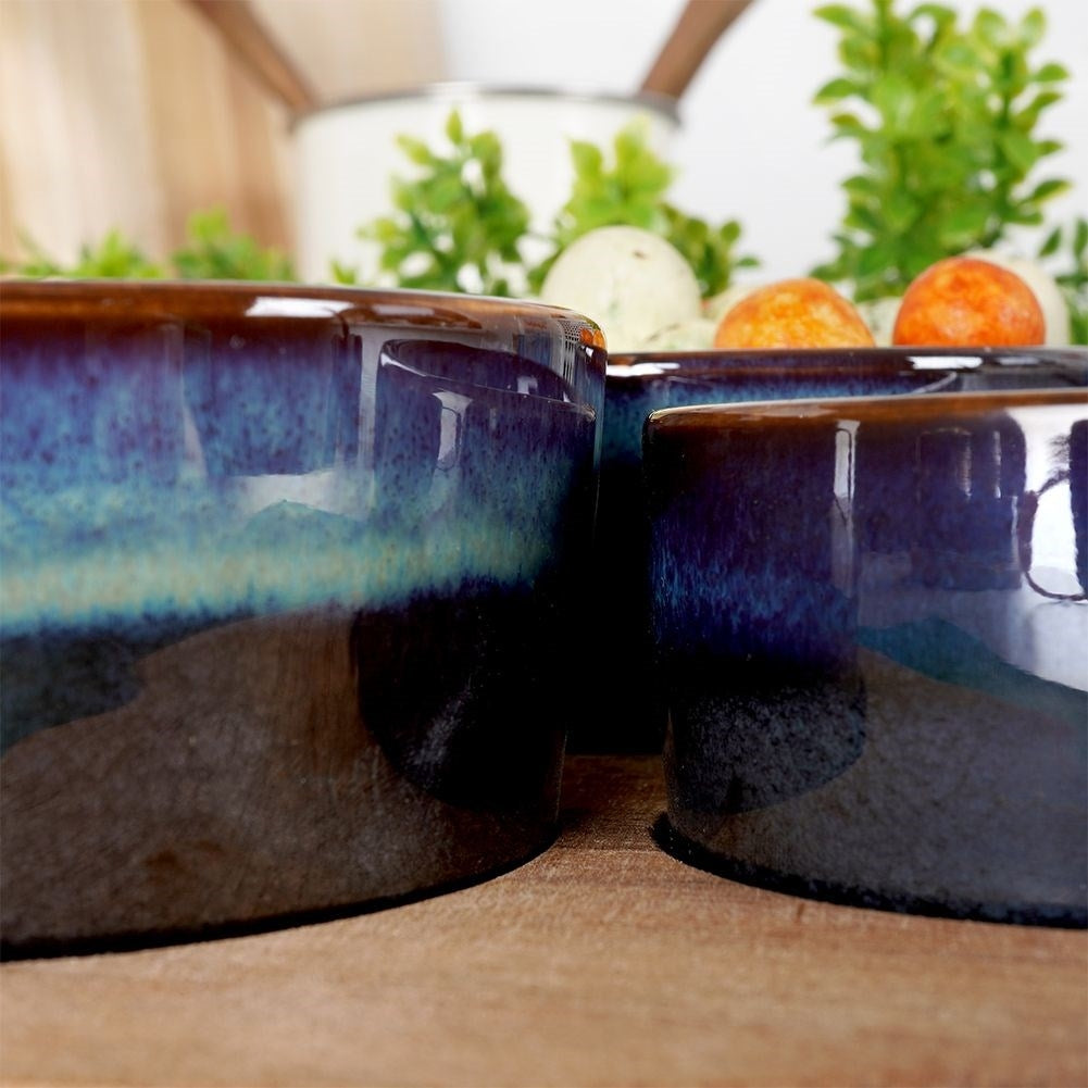 Set of Three Bowls on Round Tray for Serving Snacks