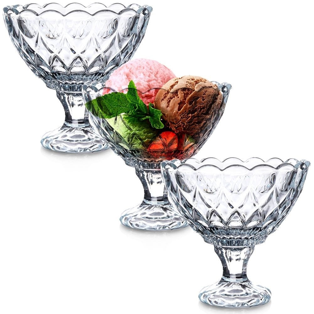 Set of Three Dessert Bowls in High Quality Glass