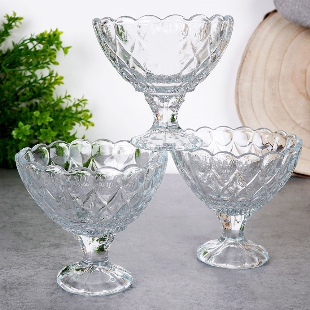 Set of Three Dessert Bowls in High Quality Glass