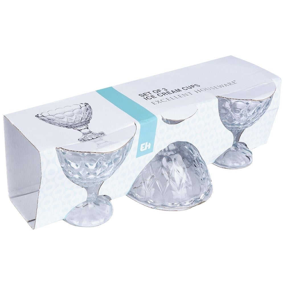 Set of Three Dessert Bowls in High Quality Glass