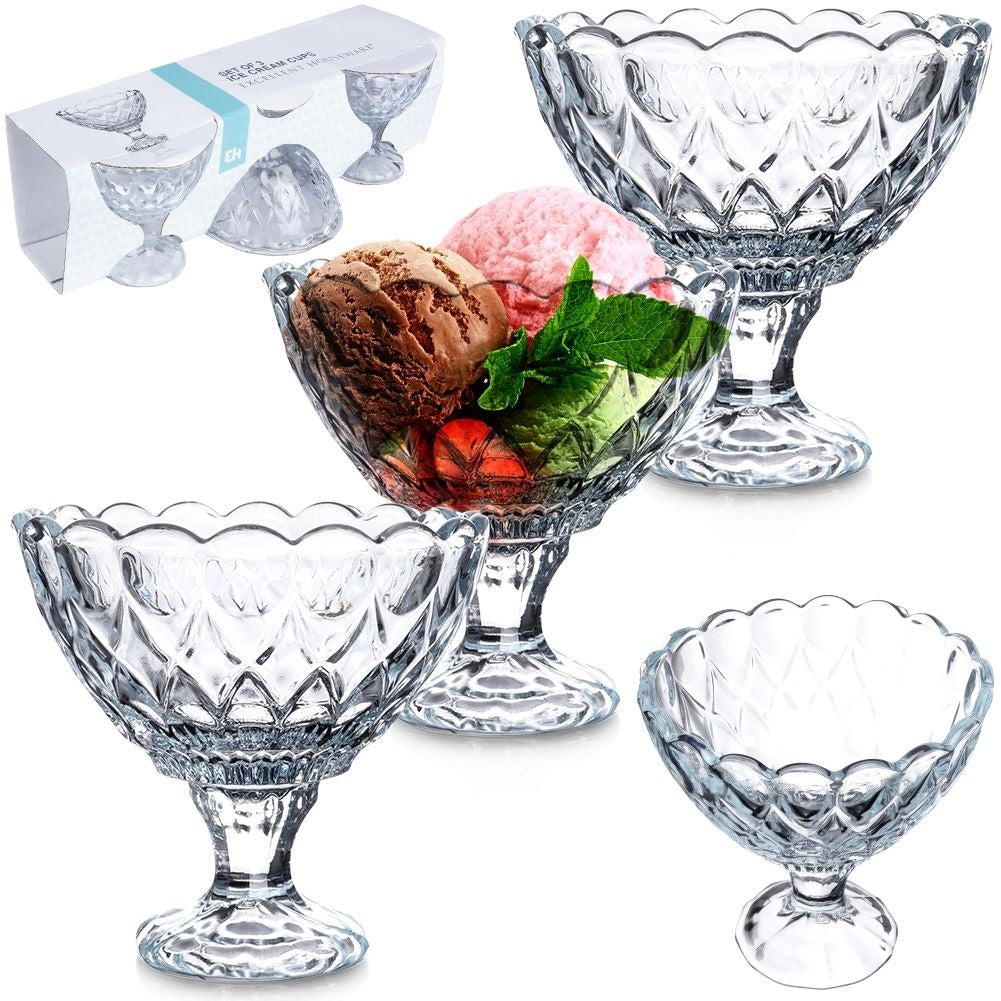 Set of Three Dessert Bowls in High Quality Glass