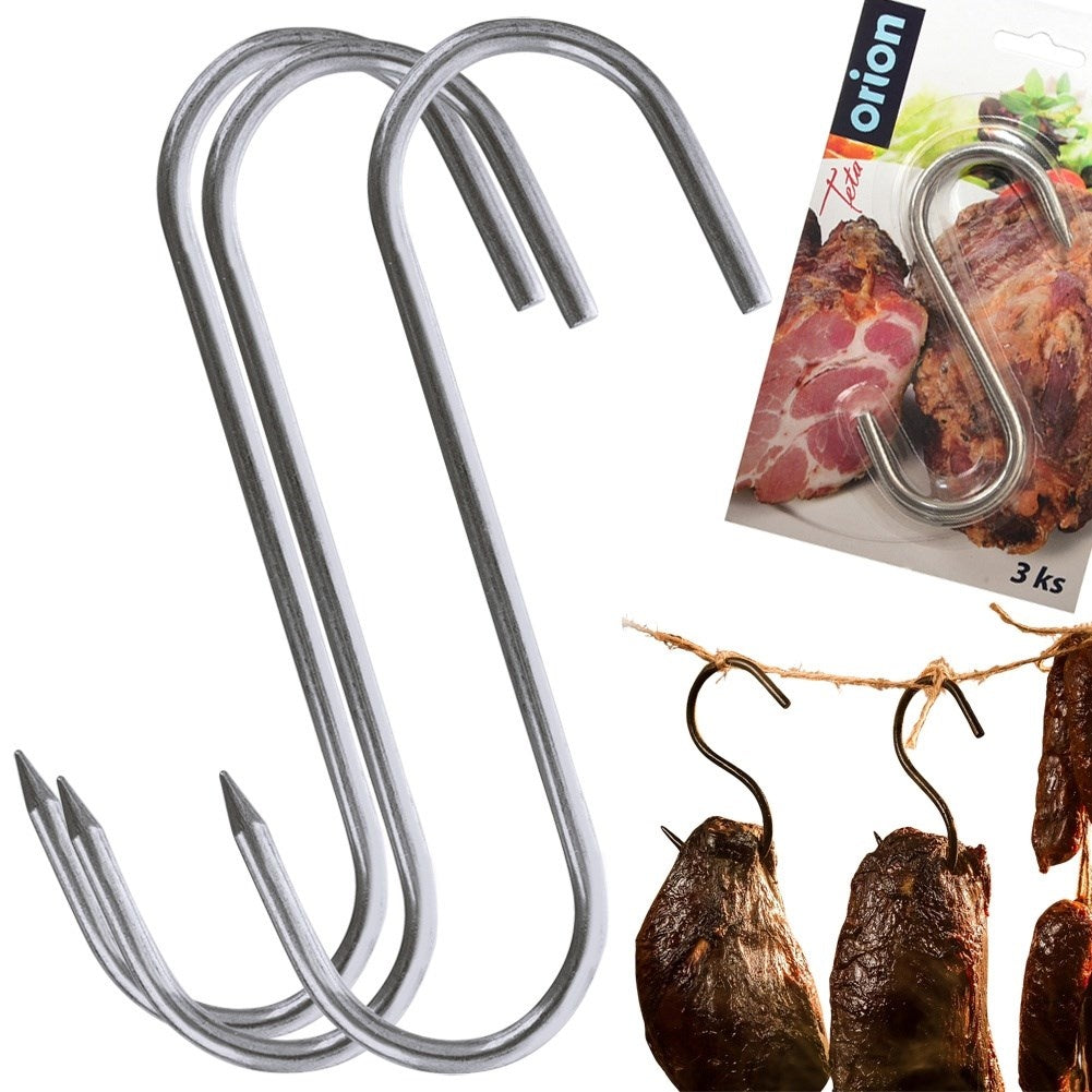 Set of Three Smoking Hooks in Stainless Steel
