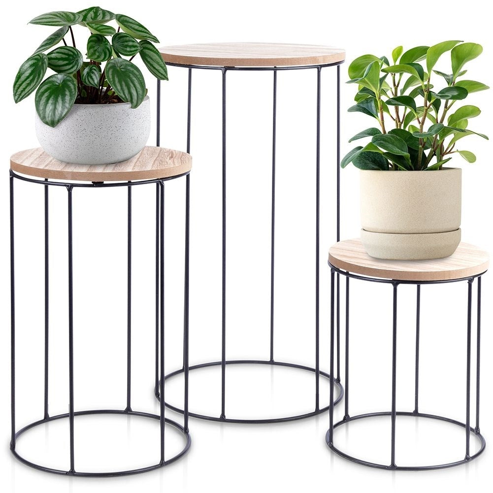 Set of Three Stylish Industrial Flower Boxes in Black Metal