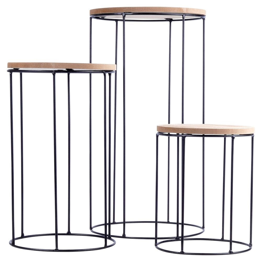 Set of Three Stylish Industrial Flower Boxes in Black Metal