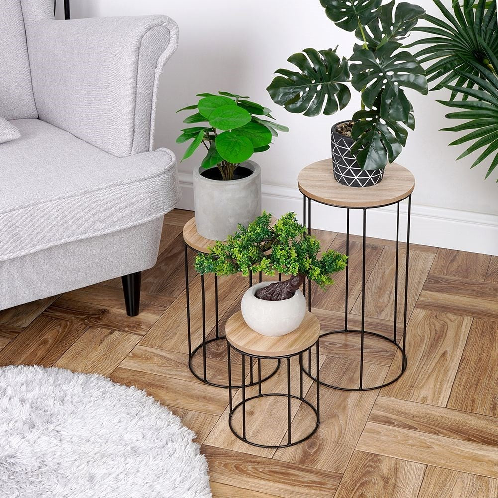 Set of Three Stylish Industrial Flower Boxes in Black Metal