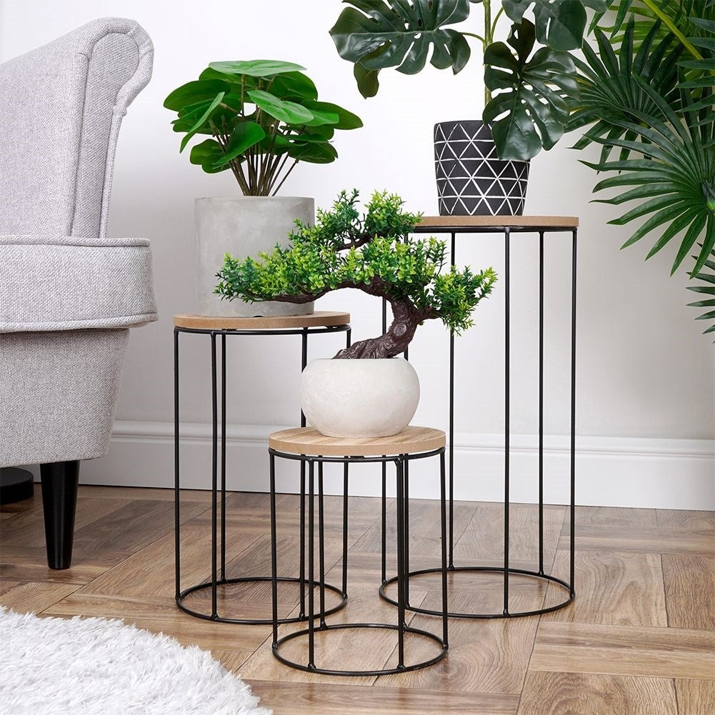 Set of Three Stylish Industrial Flower Boxes in Black Metal