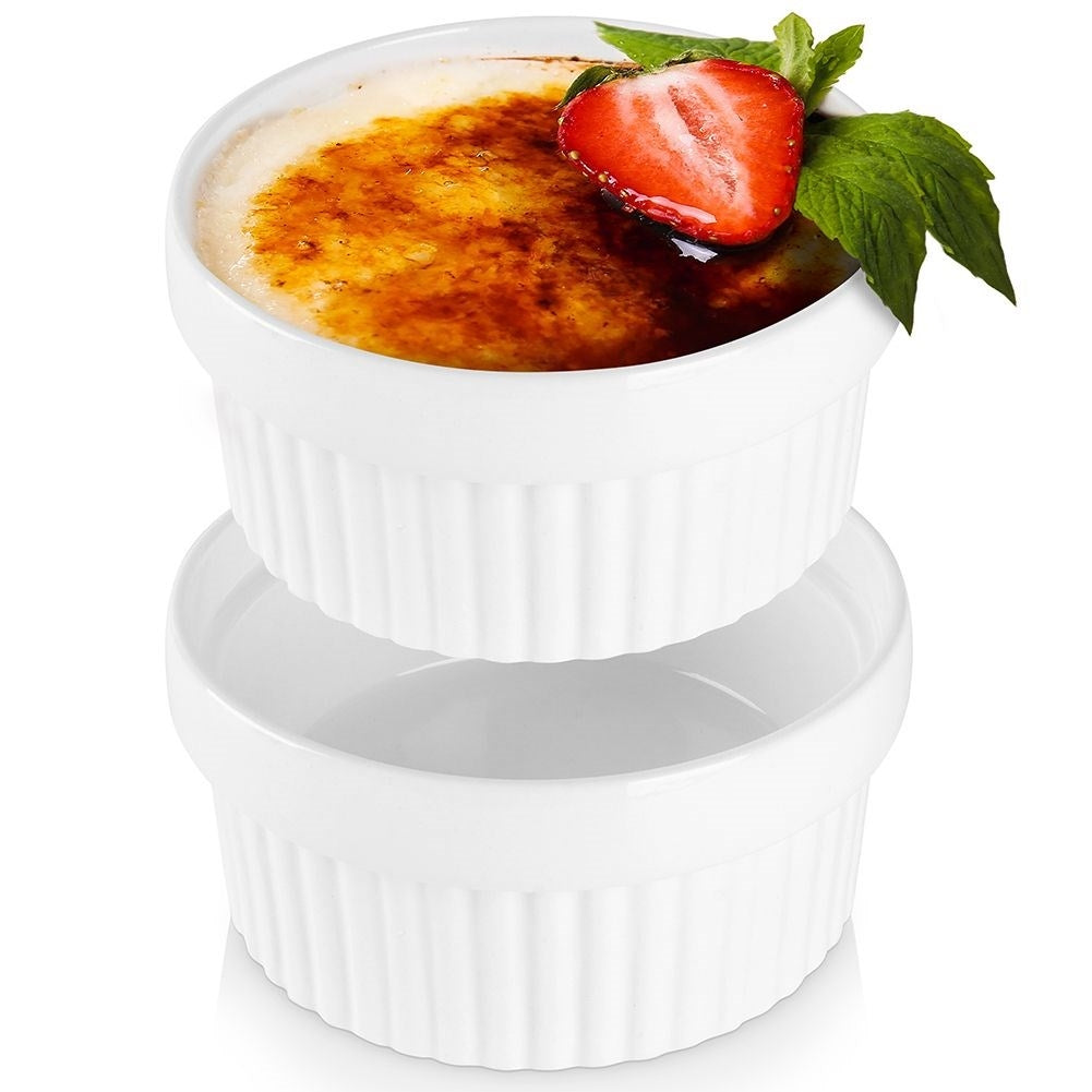 Set of Two Baking Dishes in White Ceramic for All Delicacies