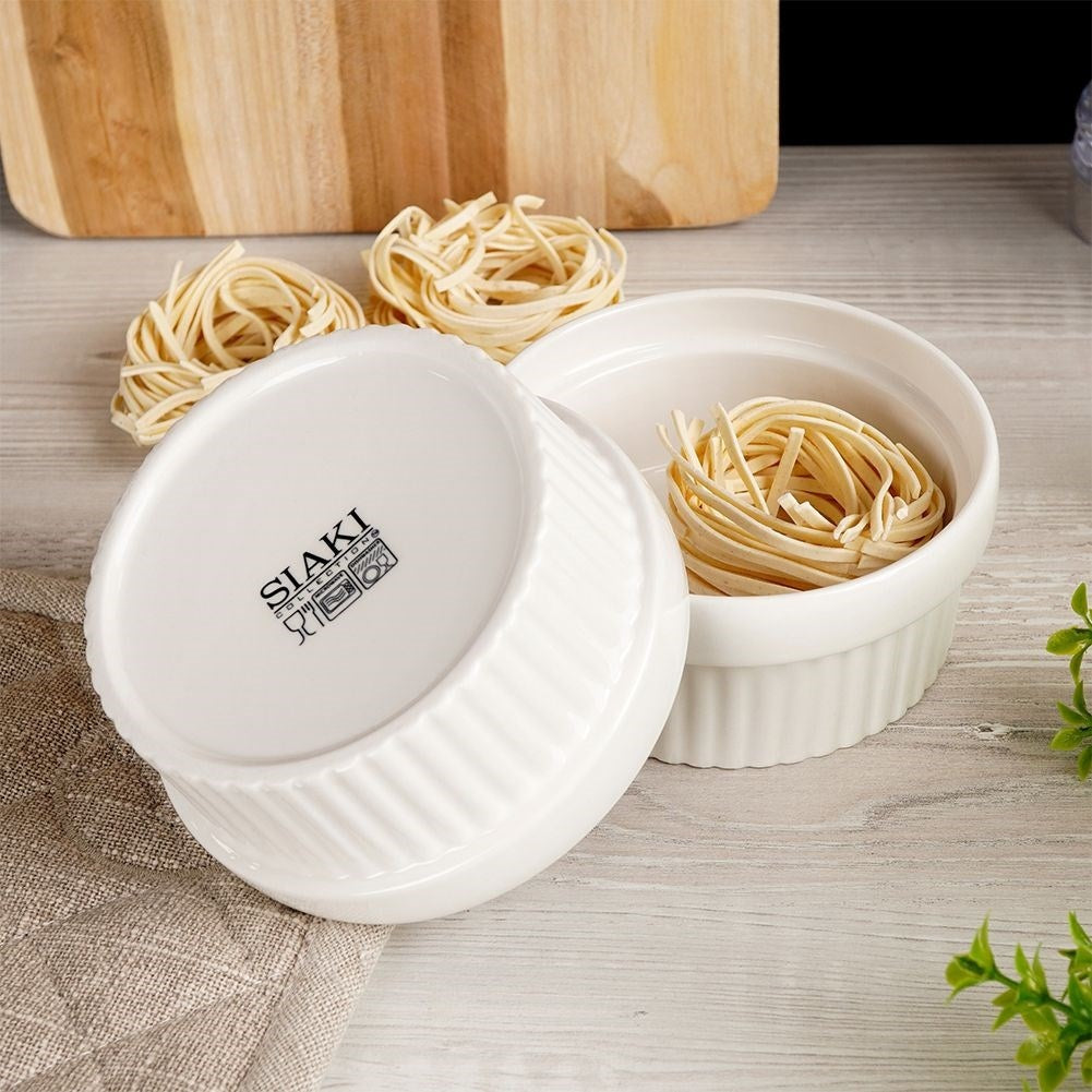 Set of Two Baking Dishes in White Ceramic for All Delicacies