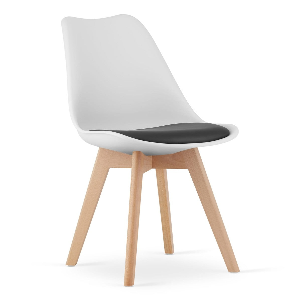 Set of chairs, black and white, wooden legs, 4 pcs