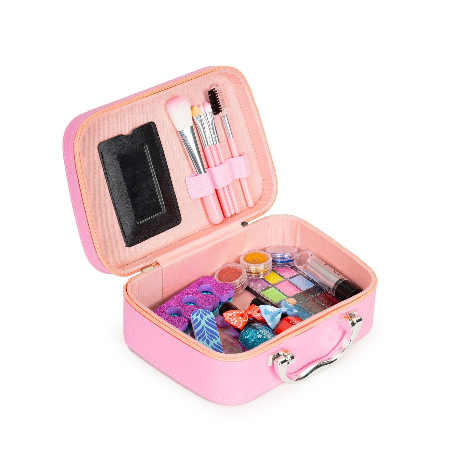 Set of children's cosmetics, a box with a mirror and a UV LED lamp