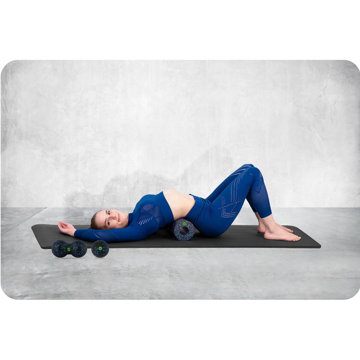 Set of exercise roller + ball + double massage ball NS-998 black and blue