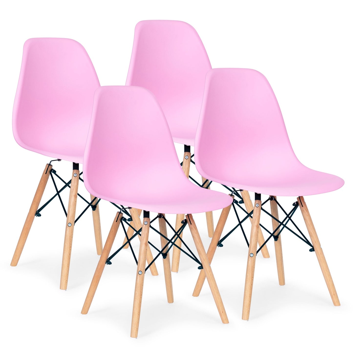 Set of four chairs for the living room and dining room, pink