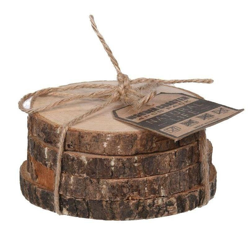 Set of four wooden coasters - natural and rustic design