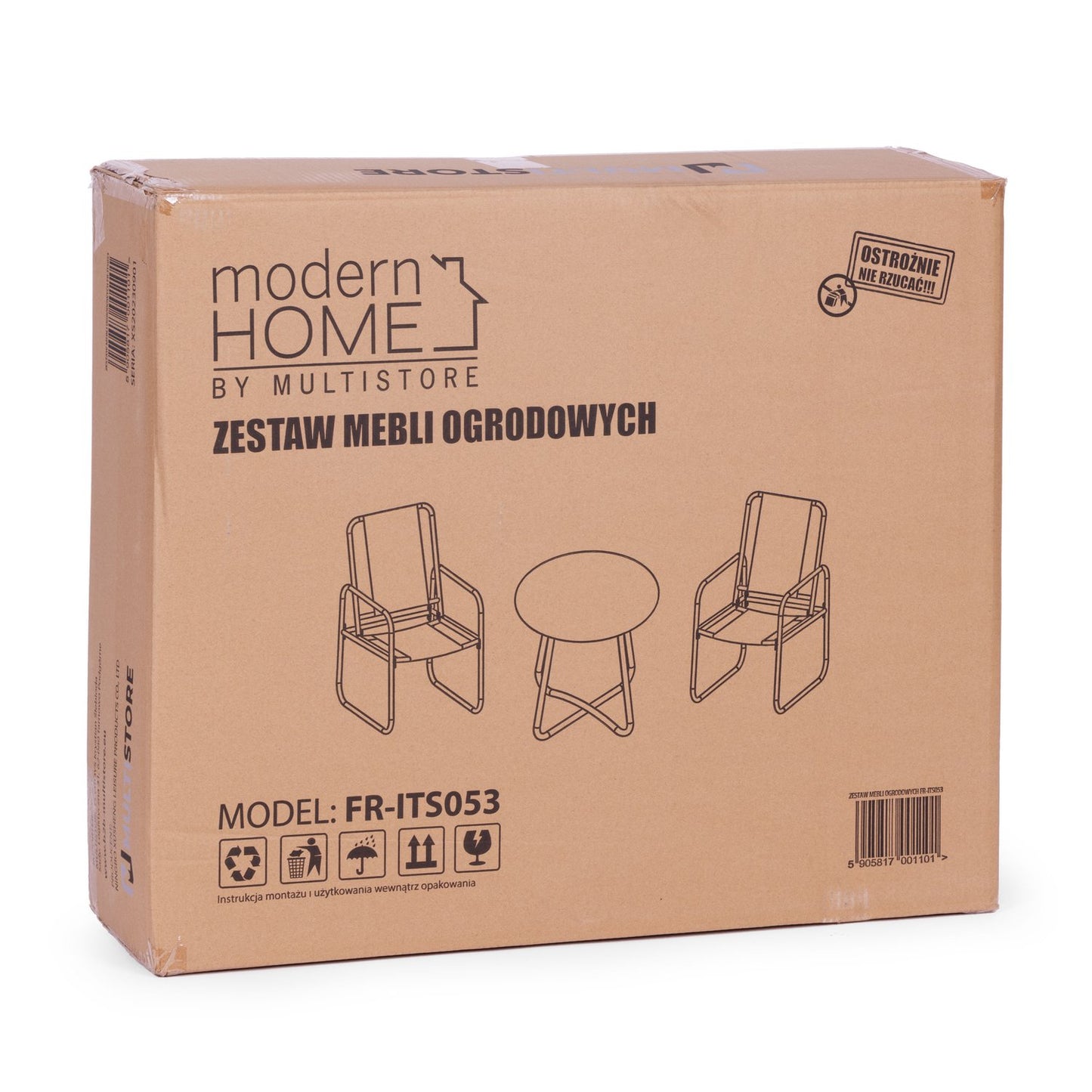 Set of garden furniture, two chairs, black table