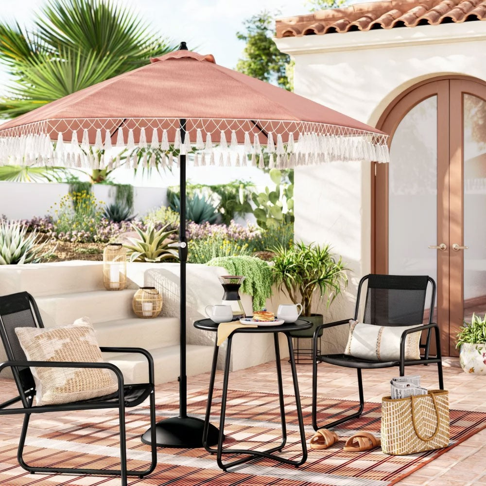 Set of garden furniture, two chairs, black table