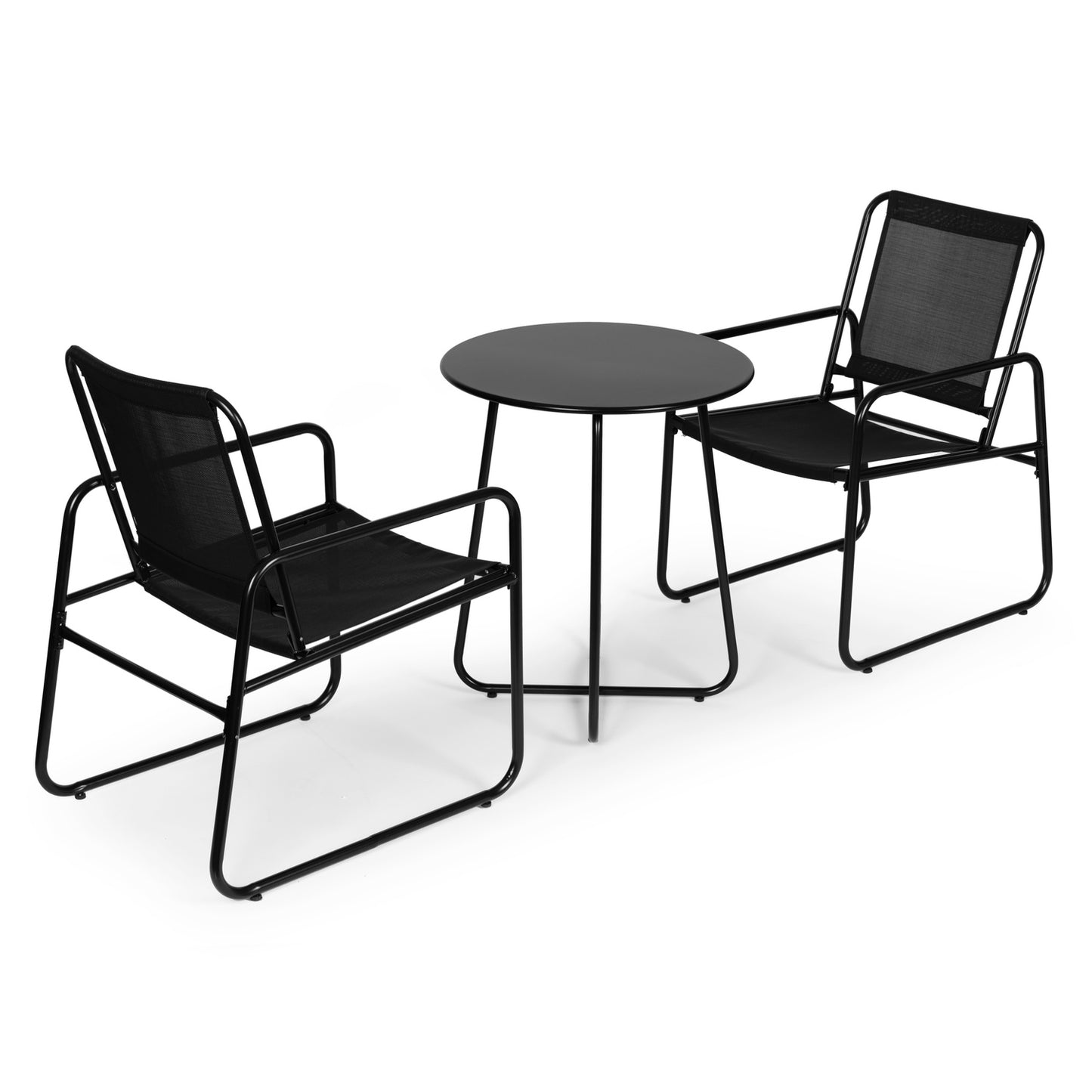 Set of garden furniture, two chairs, black table