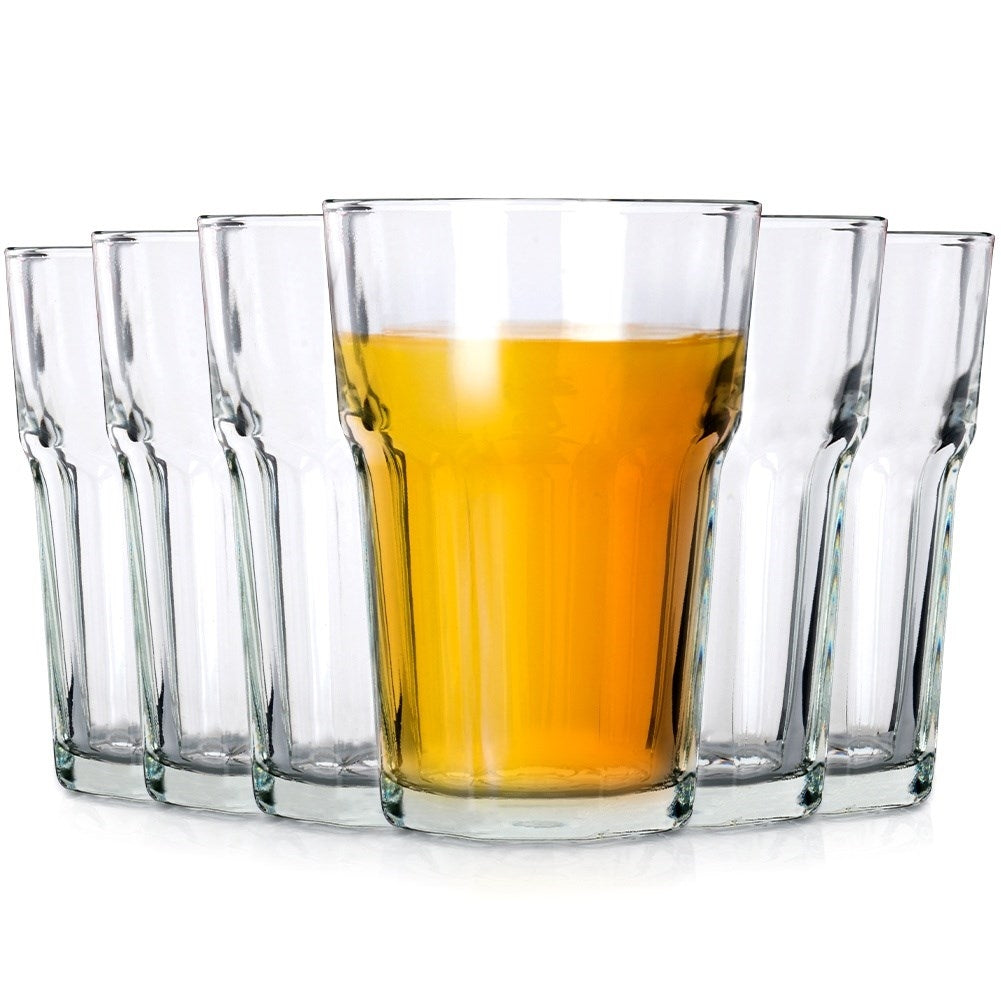 Set of six glasses, 360 ml - thick clear glass, for all drinks