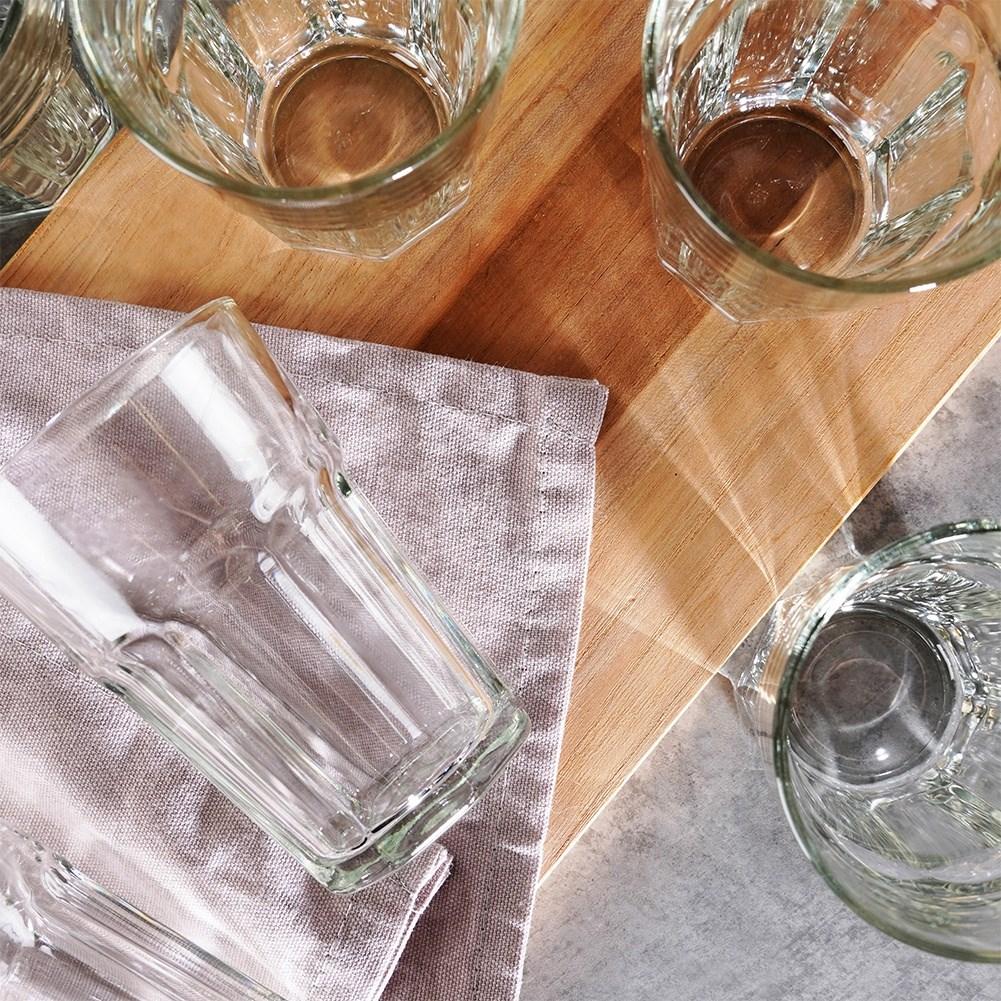 Set of six glasses, 360 ml - thick clear glass, for all drinks