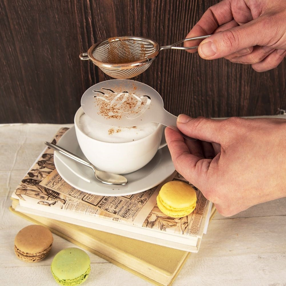 Set of six templates for coffee and dessert decorations