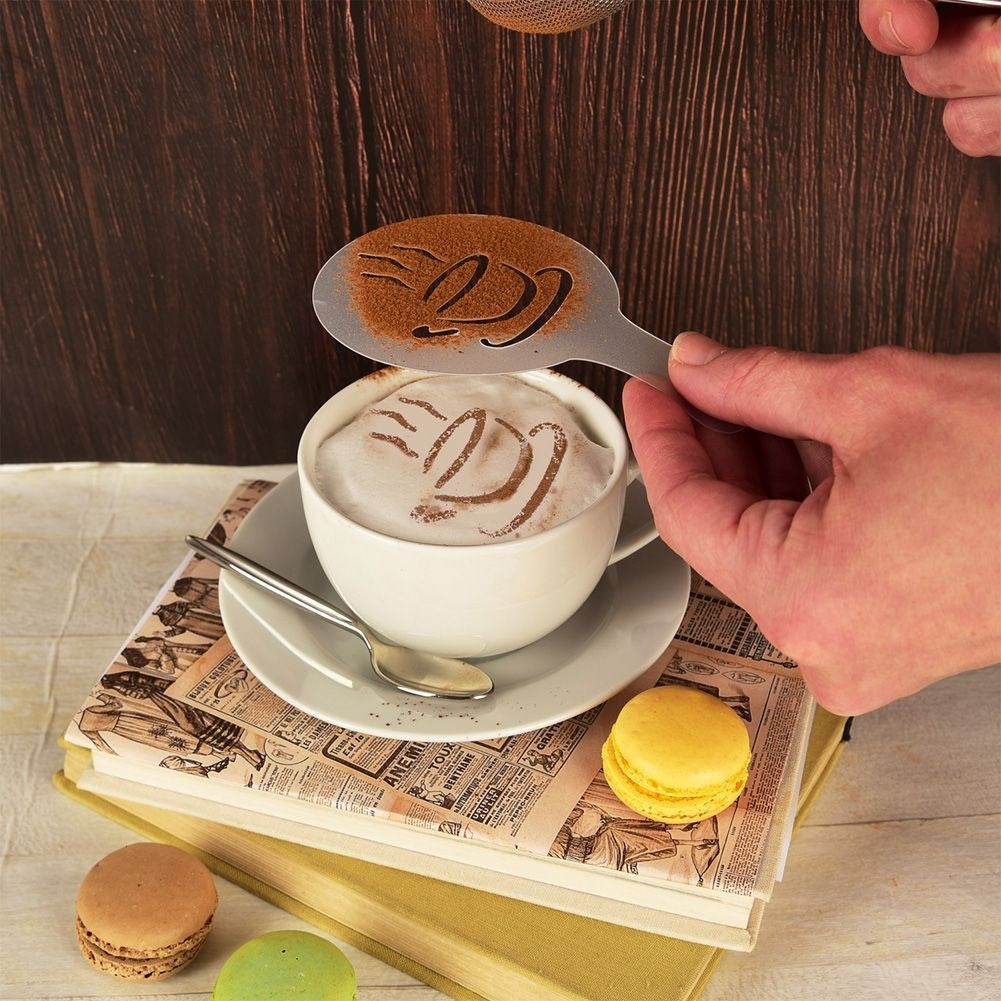 Set of six templates for coffee and dessert decorations