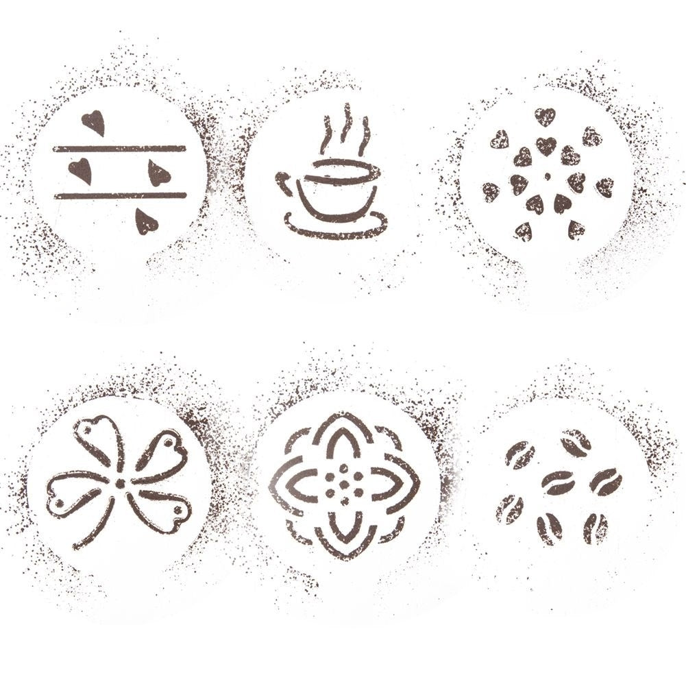 Set of six templates for coffee and dessert decorations