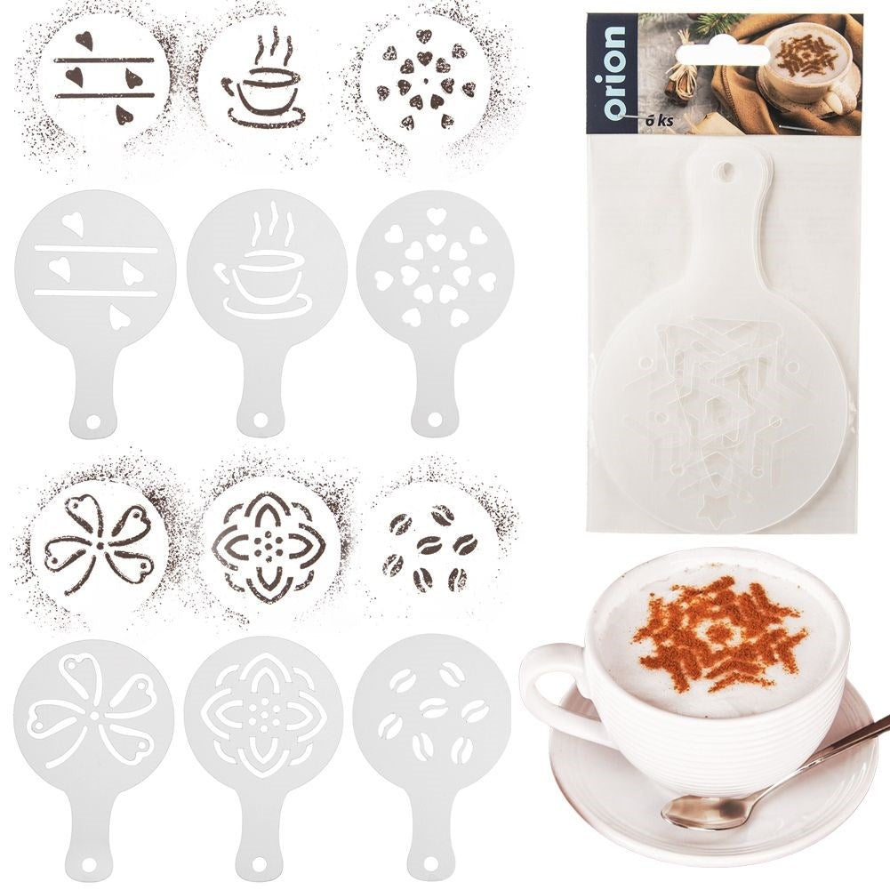 Set of six templates for coffee and dessert decorations