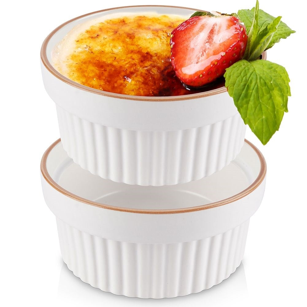 Set of small porcelain bowls for baking and serving