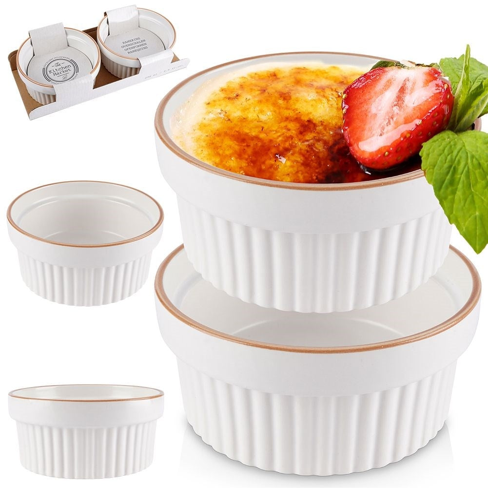 Set of small porcelain bowls for baking and serving