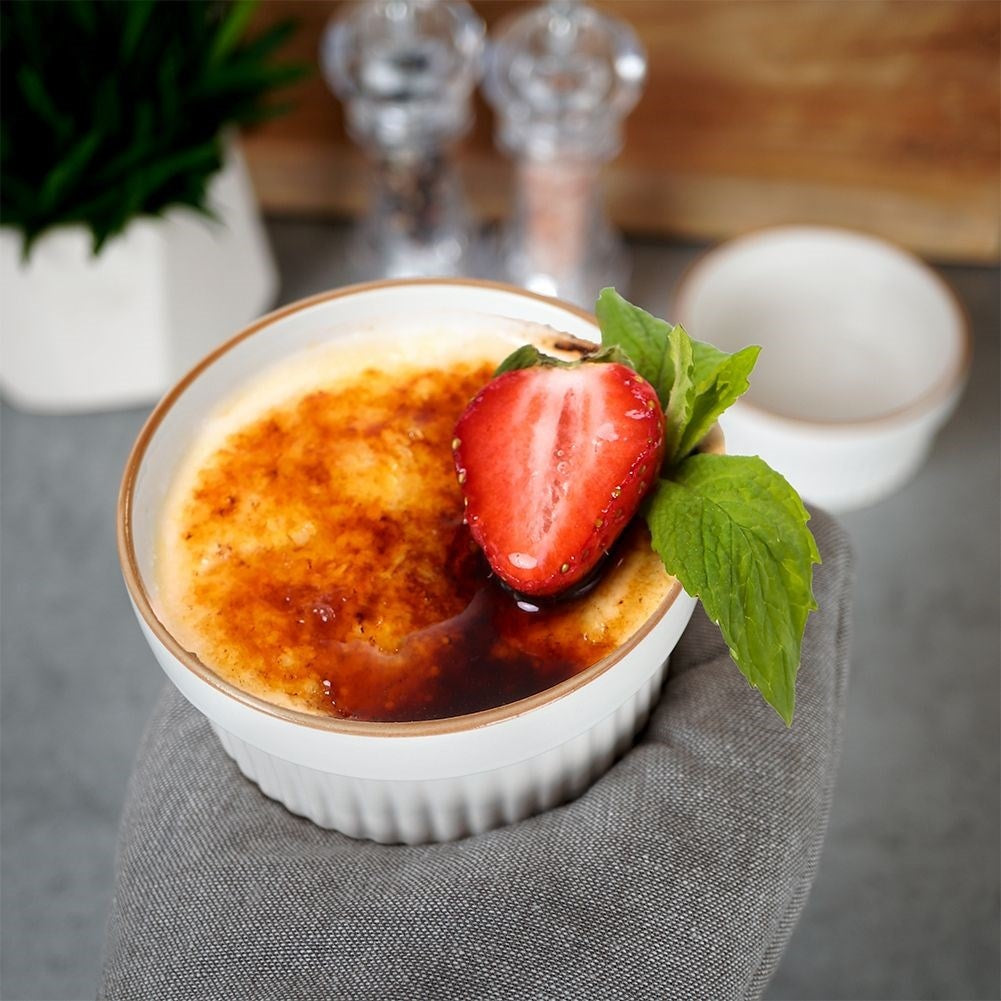 Set of small porcelain bowls for baking and serving
